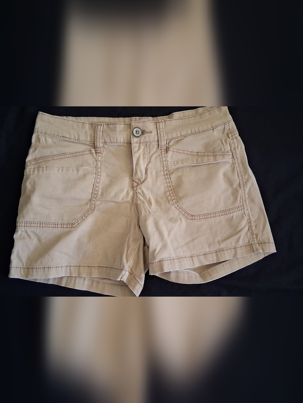 UNIONBAY Khaki Women's Casual Shorts with Red Logo Tab
